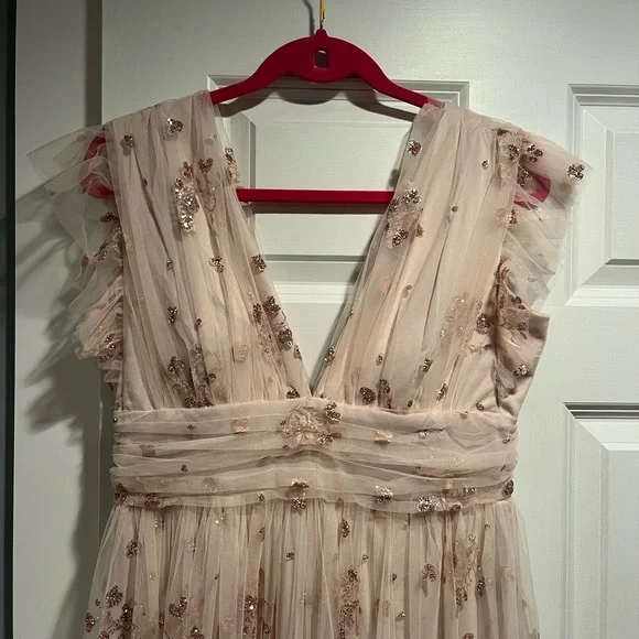 Soieblu gown size large (8/10). Pale pink with gold glitter flowers and hearts - Picture 3 of 10